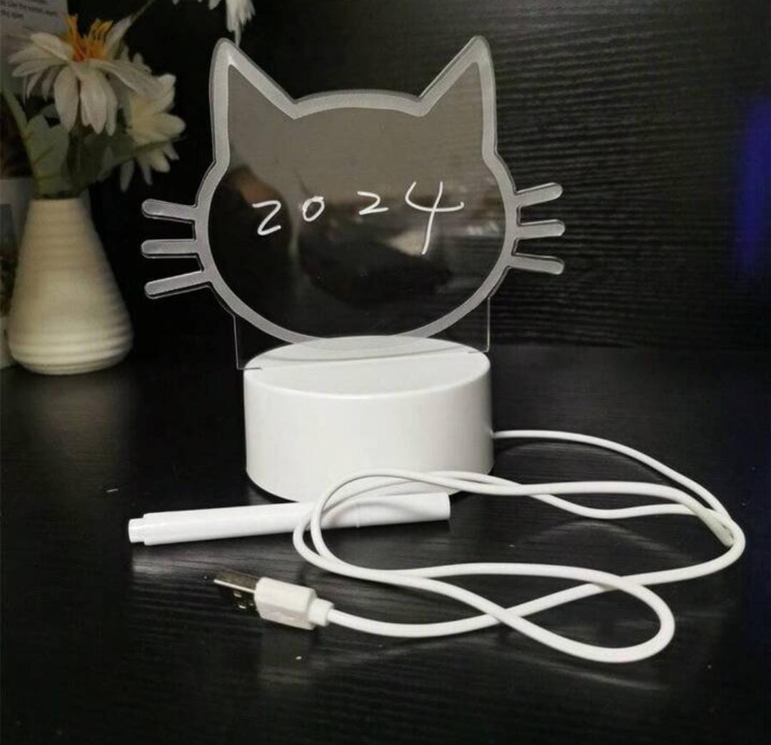 Luminaria 3d   gato quadro de mensagem